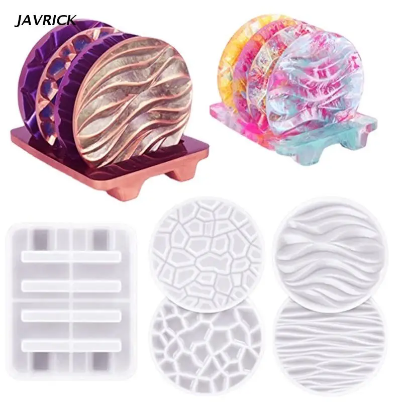 

5PCS Coaster Resin Moulds Set Coaster Epoxy Mould Sequins and Dried Flowers for DIY Casting Coaster Cup Mat Making