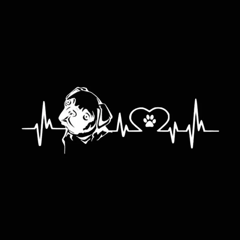 

Cute Fashion Pug Love Pulse Car Shape PVC Car Sticker Decoration Accessories Black/silver ZWW-2145, 18cm * 6.1cm