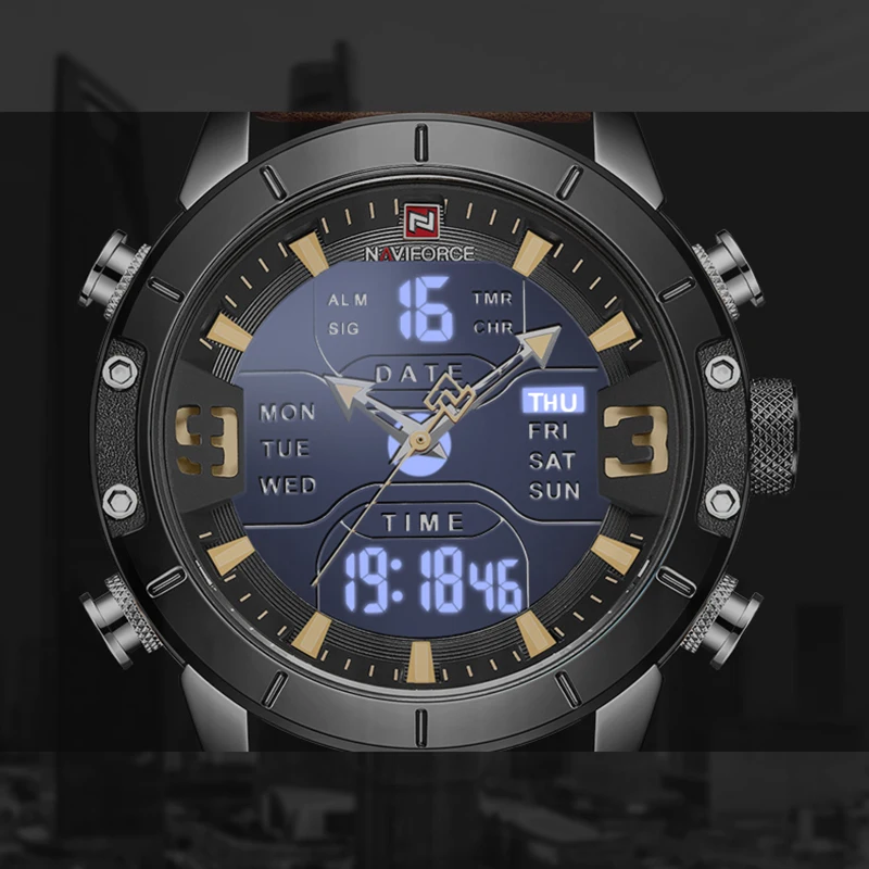 Люксовый бренд NAVIFORCE Модные кварцевые мужские часы военные наручные часы спортивные мужские часы светодиодный цифровые водонепроницаемые часы Reloj HOmbre