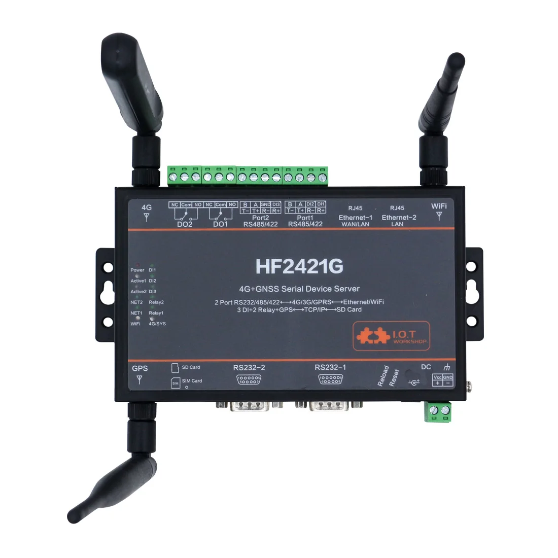 Новый последовательный сервер 4G GNSS HF2421G RS232 RS485 RS422 для Ethernet 3G GPRS сетевой конвертер
