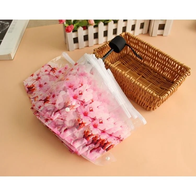 

Creative cherry transparent three fold umbrella folding female Korean Japanese Cherry shade umbrella art fresh cute umbrella