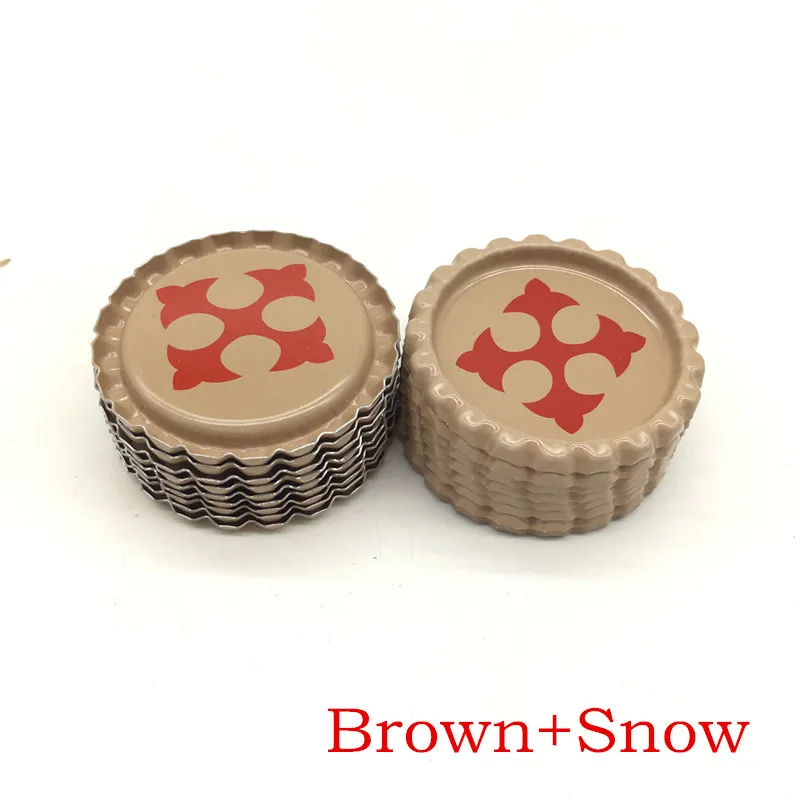 Brown snow Новое поступление, 24 цвета, с обеих сторон, металлические фланцевые крышки для бутылок без отверстий, плоские крышки для бутылок для ожерелья, украшения для волос - Цвет: Brown snow