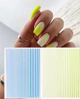 1 sheet 3d nail stiker stripe lines tape fluorescent color nails stickers adhesive striping tape nail art stickers decals 2019