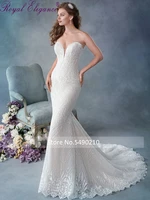 strapless luxury lace sweetheart neckline vestido de noiva chapel wedding dress abiti da sposa