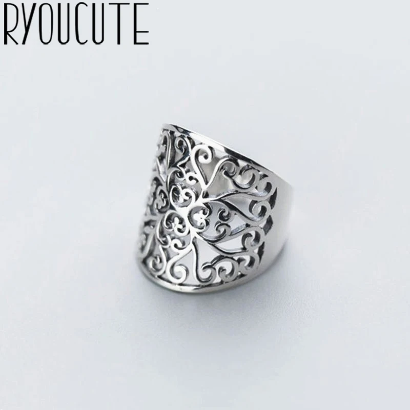 Богемное винтажное большое кольцо с цветочным узором для женщин женское