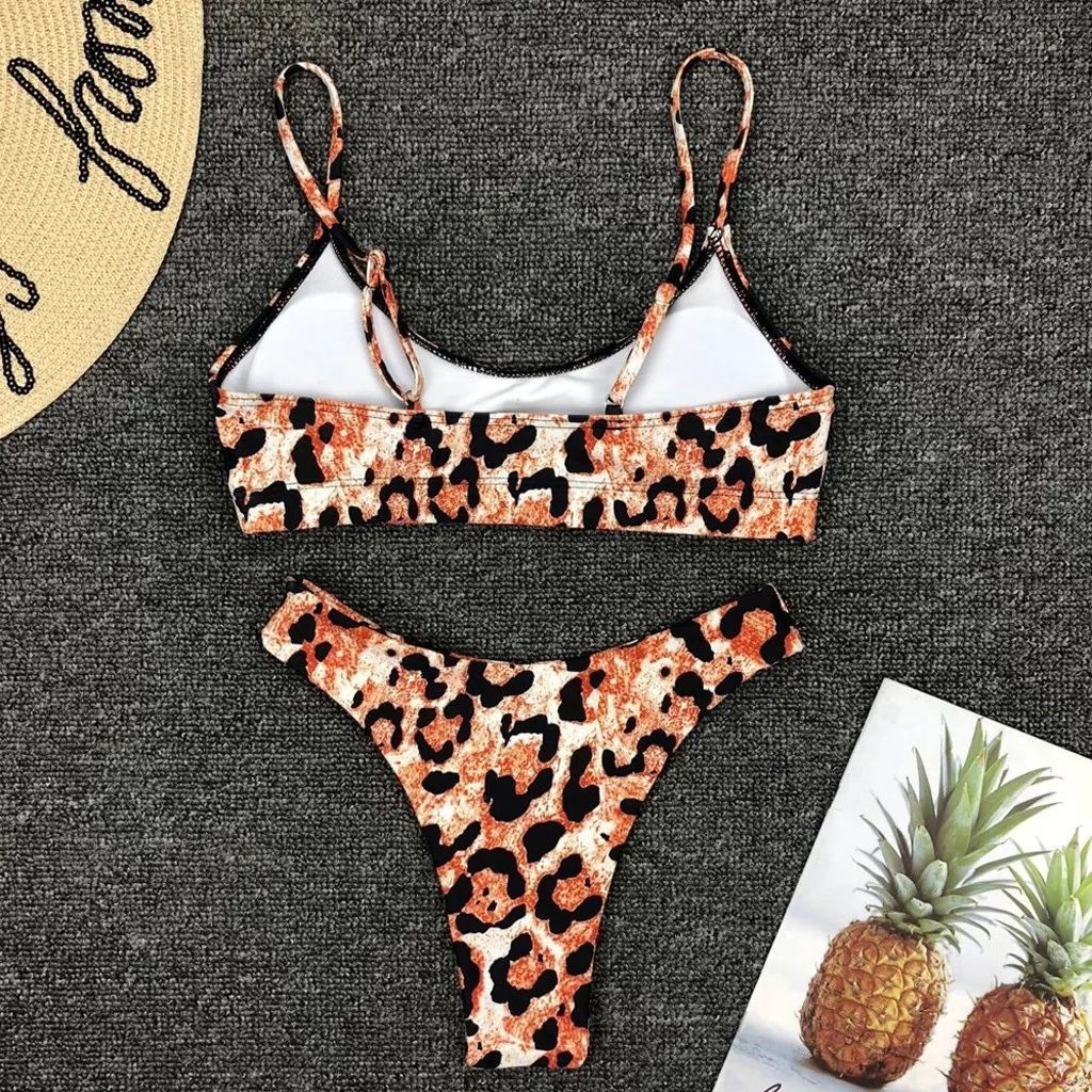 

Sexy Bikinis Set Women Fashion Leopard Print Push-up Padded Bra Beach Bikini Set Swimsuit #2