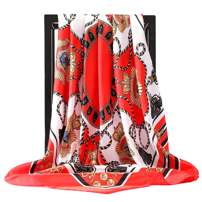 90X90CM шарфы Для женщин принт волос шеи шелковый шарф квадратной формы женские