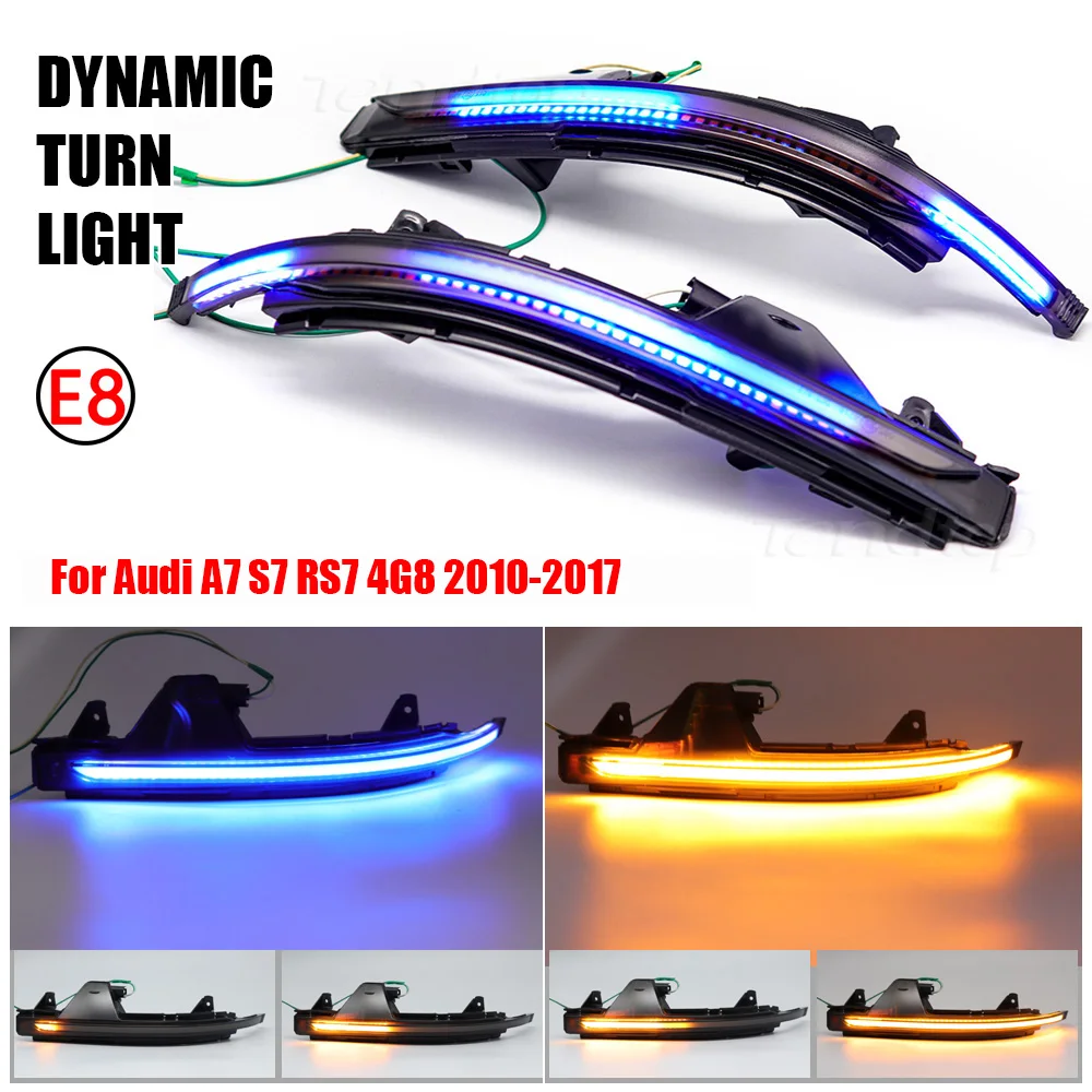 

For Audi A7 S7 RS7 2011-2017 Dynamic Flasher Side Marker Amber Rearview Mirror Sequential Indicator Turn Signal Lights