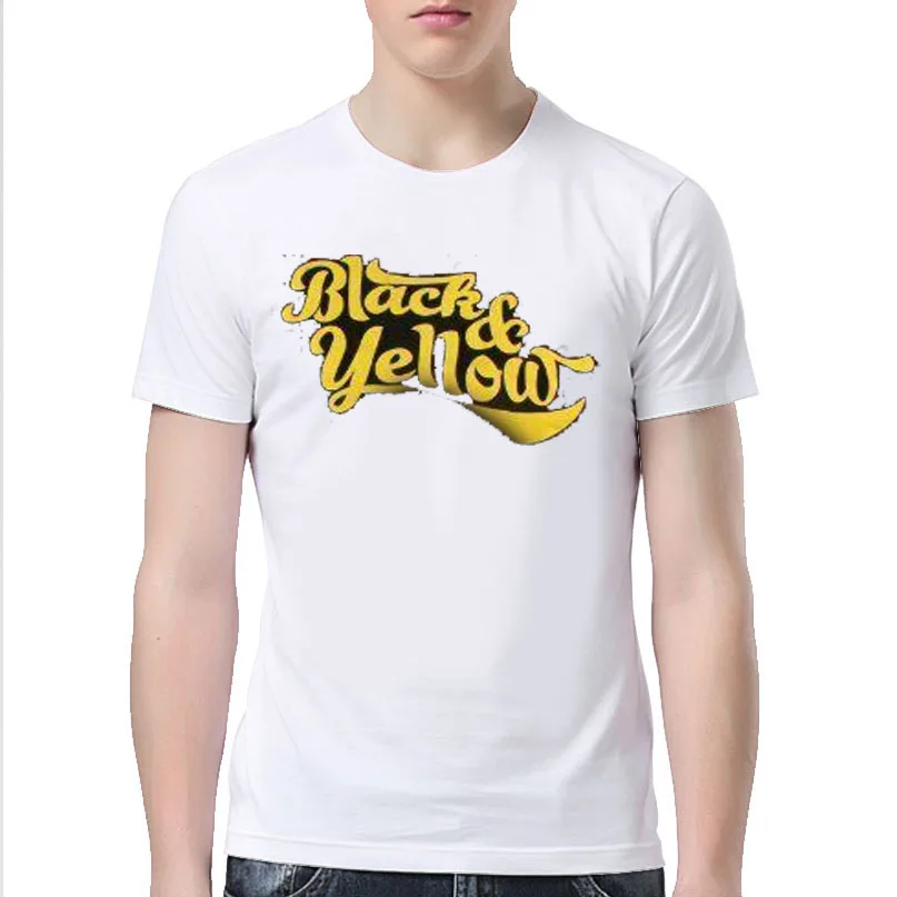 

Colorful yellow series printing fashion summer men's and women's round neck T-shirt casual cotton short sleeve pattern T-shirt c