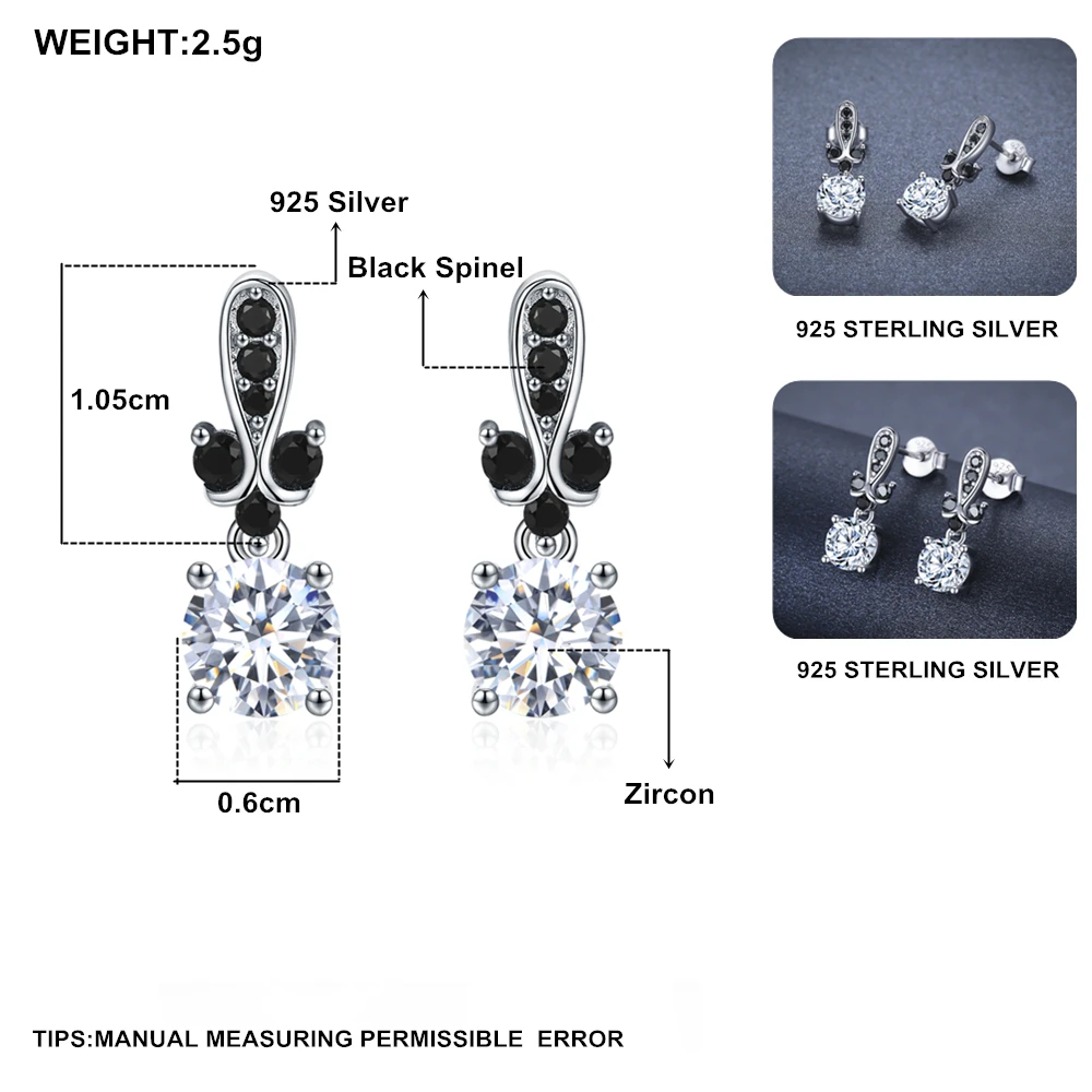 Женские серьги-гвоздики из серебра 925 пробы с бабочками | Украшения и аксессуары