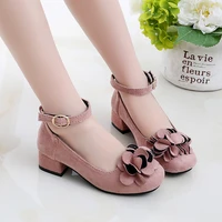 girls shoes for wedding party princess leather shoes high heel flower big girls dress kids shoes 2022 4 5 6 7 8 9 10 11 years