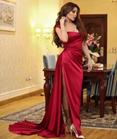 red prom dresses 2021 sweetheart neckline mermaid side slit evening dresses gowns