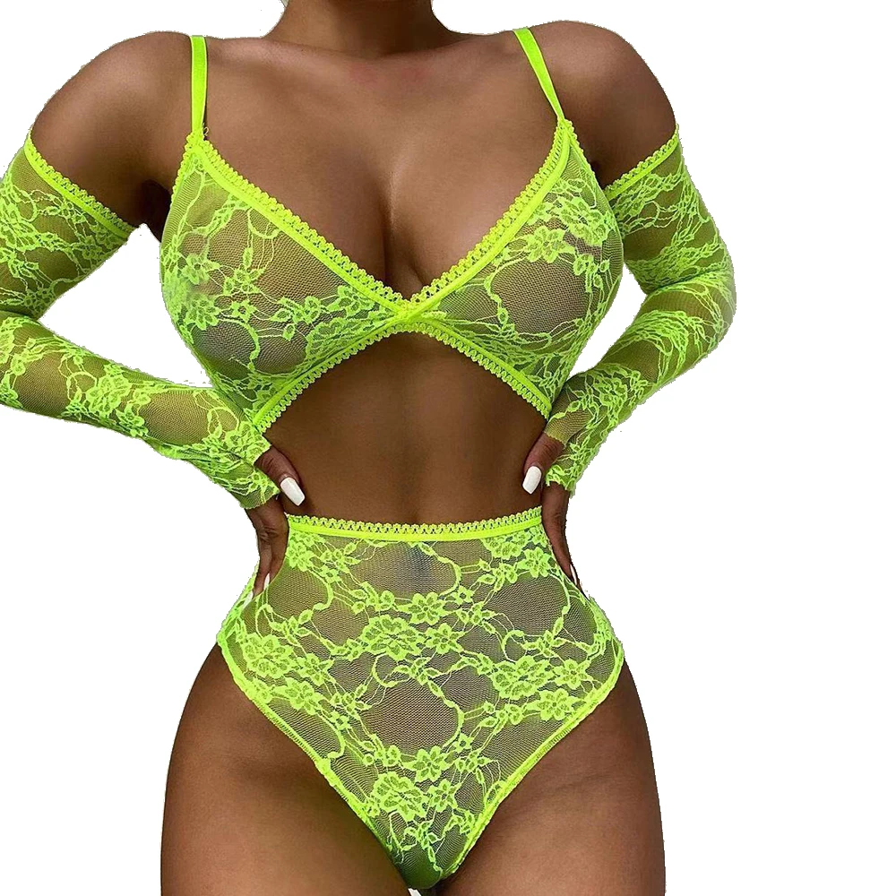 

Sexy Lace Lingerie Sets Women See Through Bra and Panty V Neck Open Cup Underwear High Waist Briefs Panties Nightwear Summer Hot