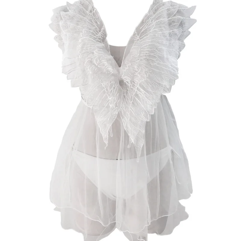 

Swimsuit For Girls Tankini Swimsuits Women Woman Super Fairy Three Piece Perspective Wings 2020 New Thailand Solid Spandex