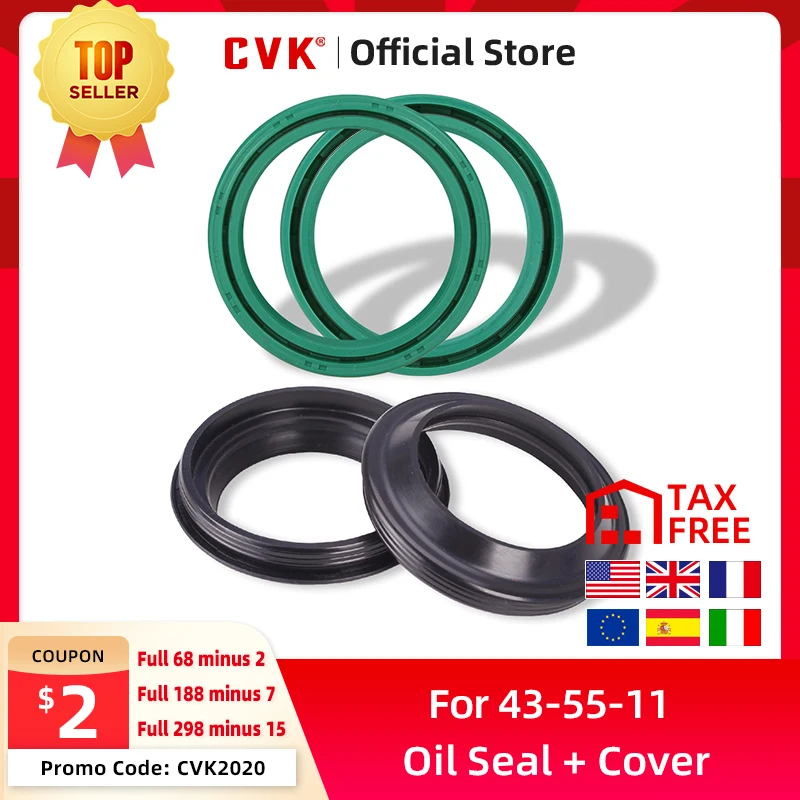 

CVK 43x55x11 43 55 11 Front Fork Damper Shock Absorber Dust Seal ring Oil Seal Cover Dust Cap Cover For Size is 43*55*11
