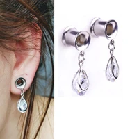 2 pcs ear plugs tunnels ear expansions ear reamer ear dilations stainless steel earrings body jewelry stretches zircon stone