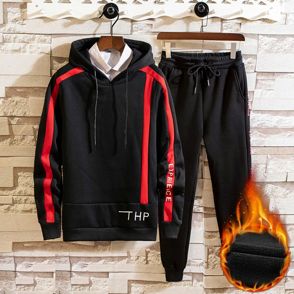 Мужская Осенняя толстовка на молнии с принтом топ капюшоном и штаны спортивный