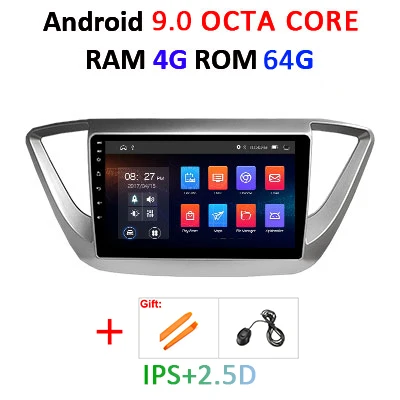 Ips DSP 4 Гб ОЗУ 64 Гб ПЗУ Android 9,0 Автомобильный gps для hyundai Verna Solaris Мультимедиа Навигация Радио стерео без DVD плеера - Цвет: 9.0 4G 64G