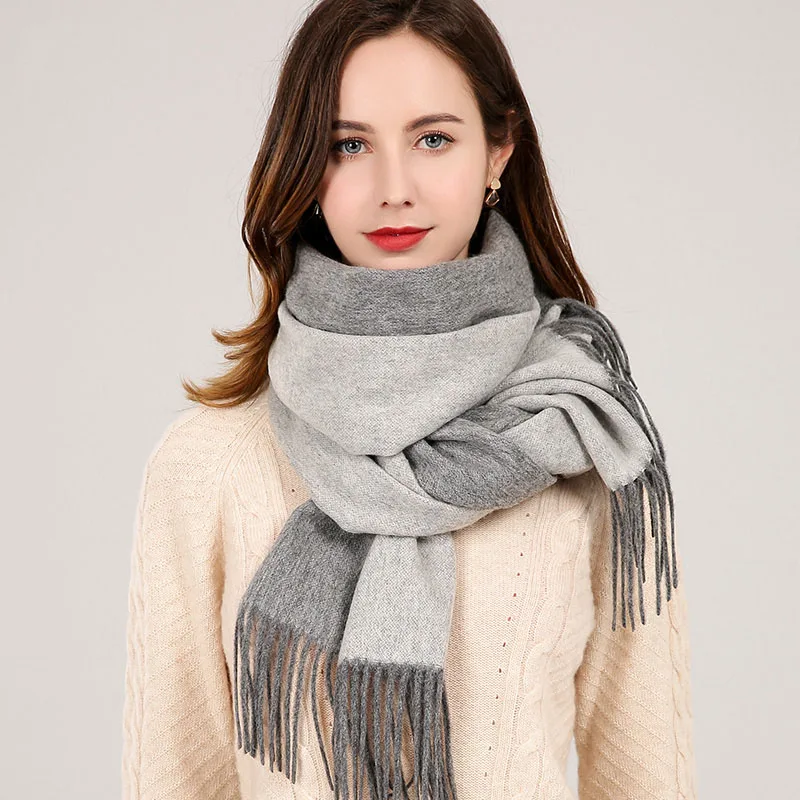 Двусторонние женские шарфы из 100% чистой шерсти двусторонние теплые кашемировые