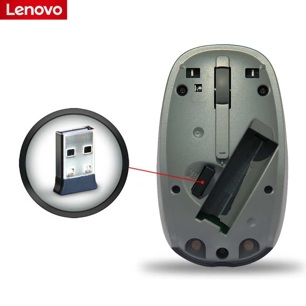 Беспроводная мышь Lenovo N100 2 4 ГГц настольный USB компьютер мини для ноутбука черный