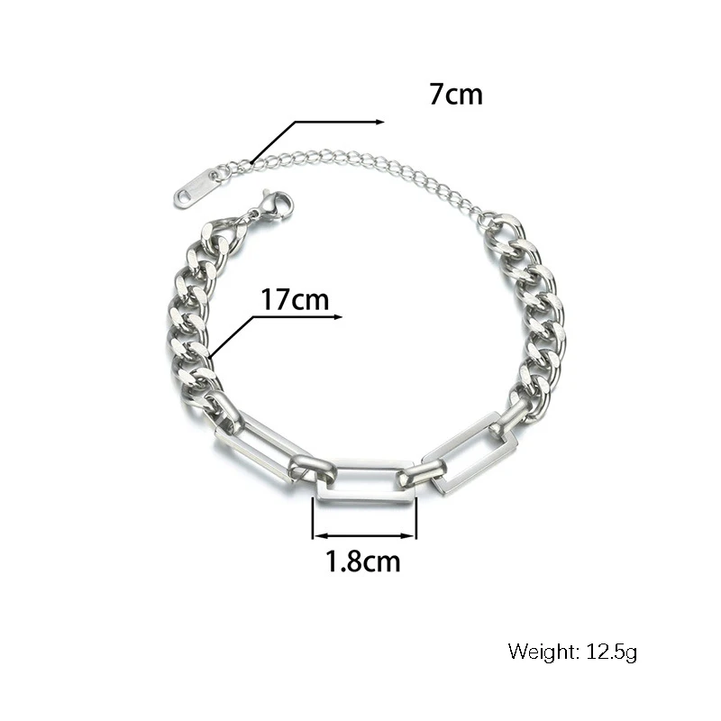 

No Fade Women Men Chain Bracelet Stainless Steel Curb Cuban Link Chain Bangle for Male Women Hiphop Trendy Wrist Jewelry Gifts