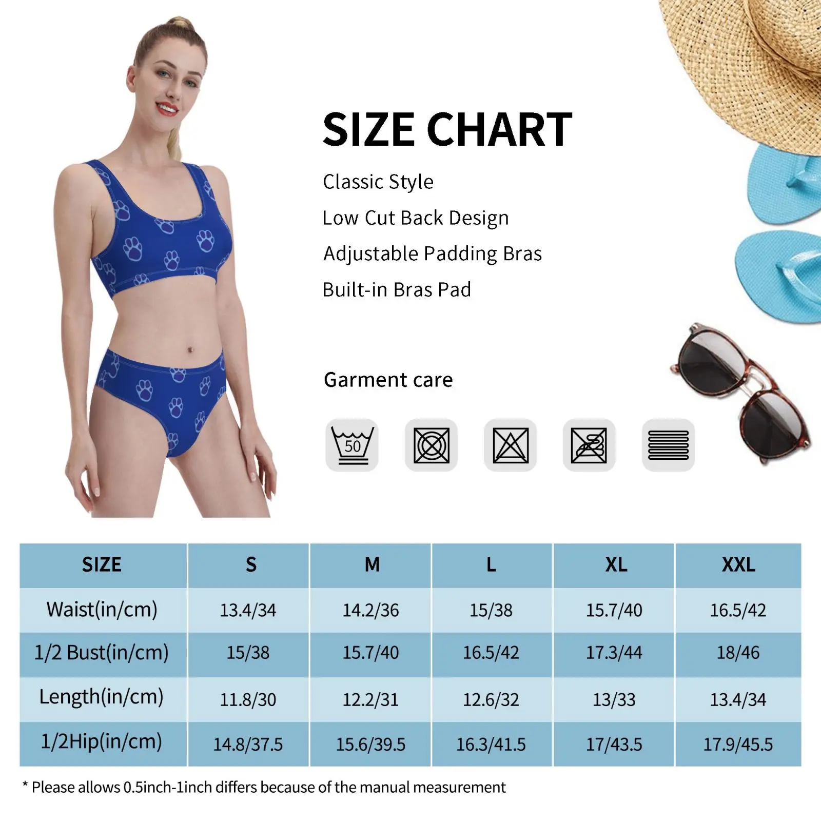 

Blue's Paw Print Pattern Swimsuit one piece Bikini Padded Blue Blues Clues Paw Paw Paw Pattern Dog Steve Vintage
