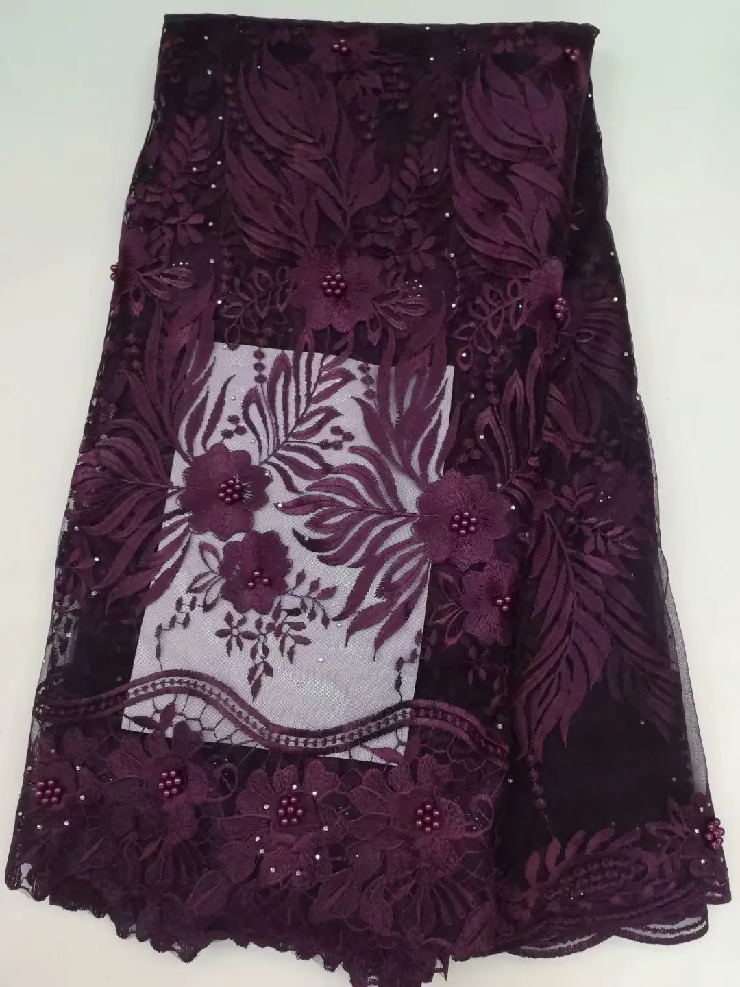

2018 Graceful African Lace Fabric High Quality Emboridery Nigerian Lace Fabrics With Beads African French Lace