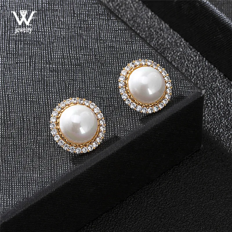 

Женские серьги-гвоздики с белым жемчугом, 18 к