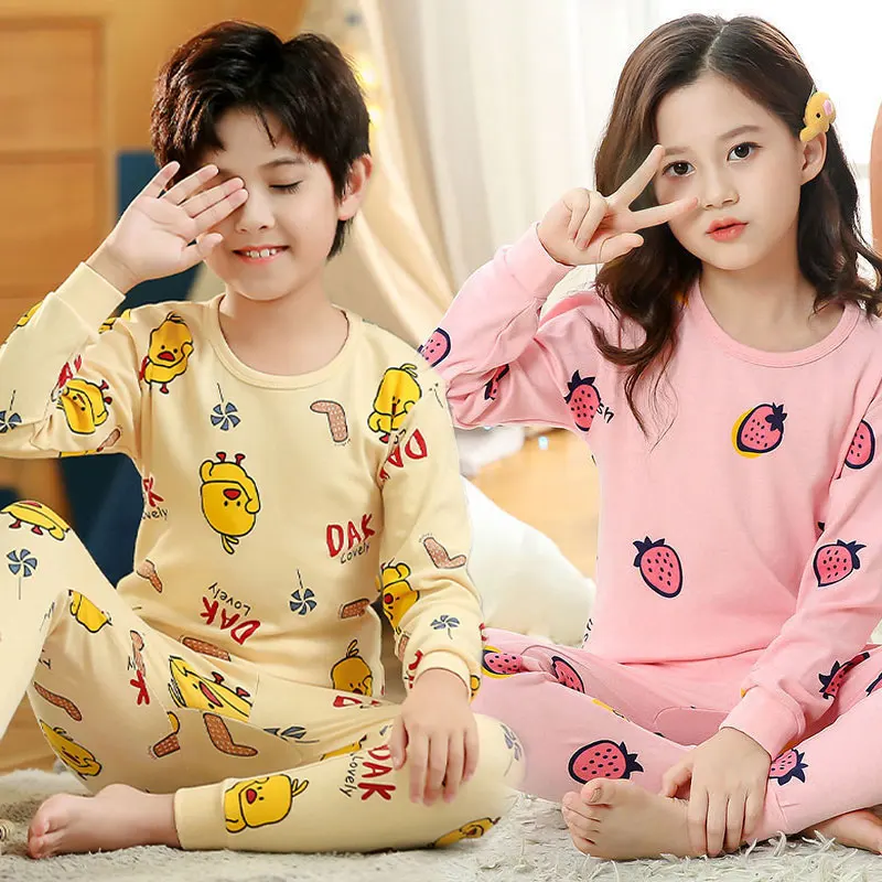 

Одежда для сна для мальчиков, хлопковая детская пижама, комплекты одежды для маленьких девочек, детские пижамы с животными, мультяшная утка,...