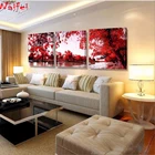 Квадратнаякруглая 5d мозаика для творчества, украшение для дома сделай сам с изображением красного дерева, пейзажа, алмазная вышивка Стразы