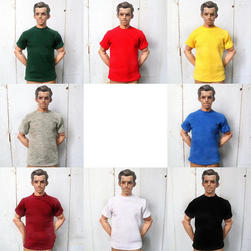 

1/6 Scale Pure Color Short-sleeved T-shirt Fashion Street Trend Classic Style Model For 12 inches Body