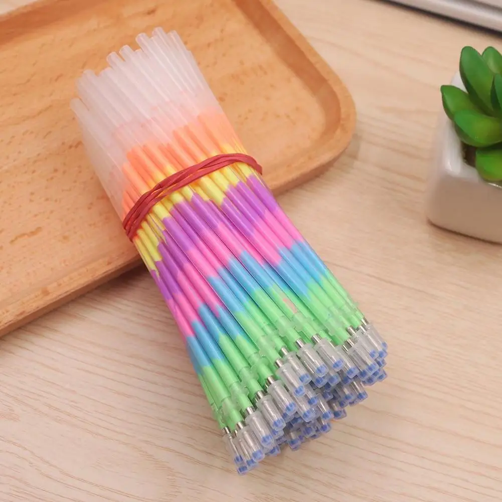 

10Pcs 0.5mm Rainbow Color Pen Refill Highlighters Gel Refill Stationery Paint Pens Students Ballpoint Fluorescent Pen Graff E0P6