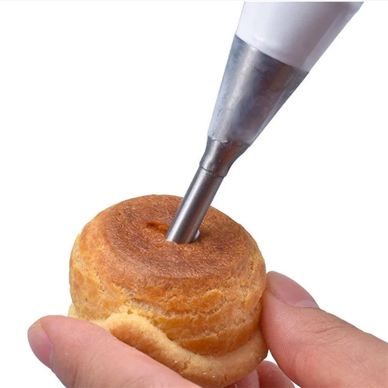 

2 Sizes Cream Icing Piping Puff Nozzle Tips Stainless Steel Cupcake Puffs Injection Russian Syringe Confectionery Pastry Tool