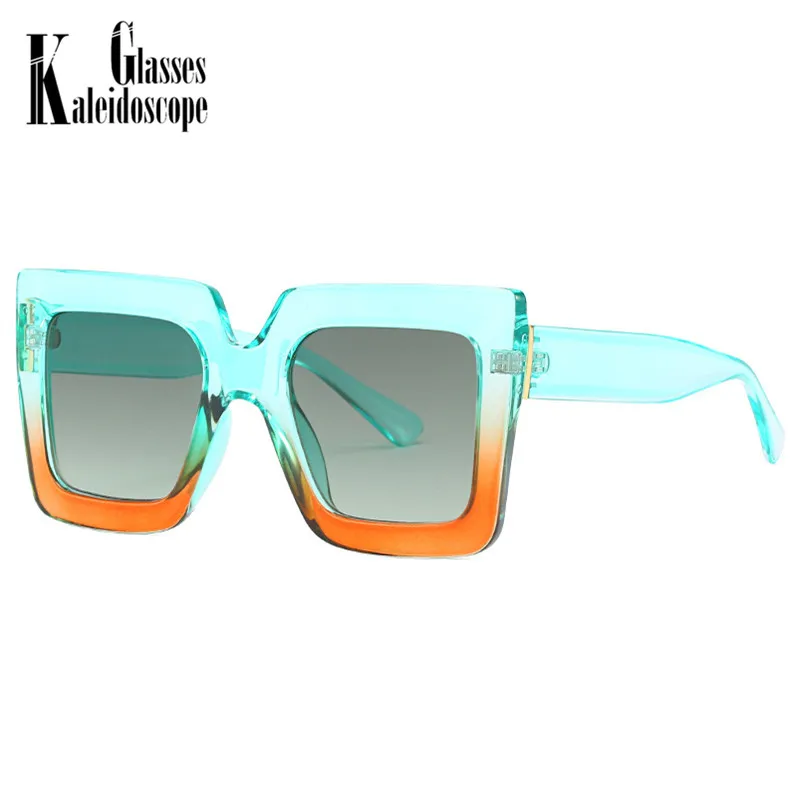 Новинка 2020 Квадратные Солнцезащитные очки Двухцветные прозрачные