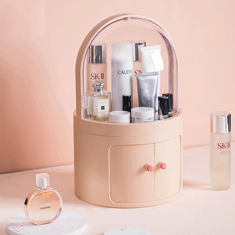 Настольная коробка для хранения косметики, прозрачная, сумка для макияжа, органайзер для хранения защита от пыли косметический губная пома...