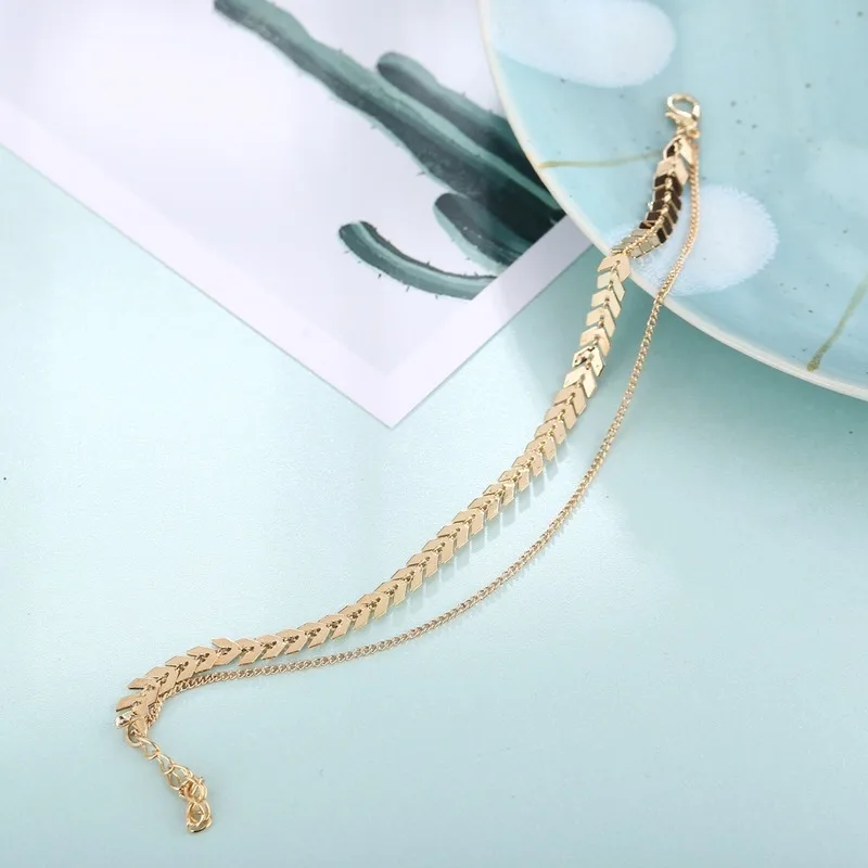 new summer gold silver color chain ankle bracelet girl simple anklets for women fashion beach foot jewelry 2020 | Украшения и