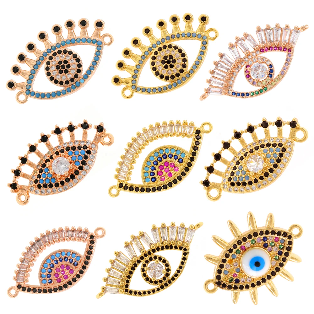 

Weixing Copper Micro-inlaid Zircon Jewelry Devil's Eye Pendant diy Turkey Blue Eye Bracelet Necklace Accessories