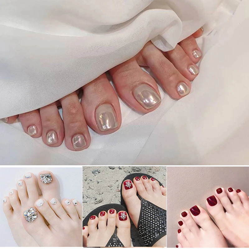 

Short False Toenails Full Cover Press On Toenails Fake Toenails Artificial Feet Nails For Women Girls SK88