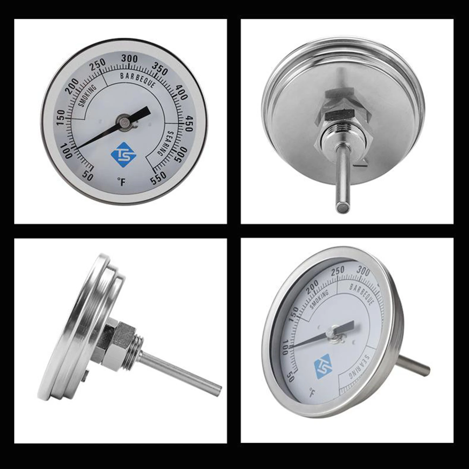 

Kitchen Roast Barbecue BBQ Smoker Grill Thermometer Temp Gauge Dia 3" Outdoor
