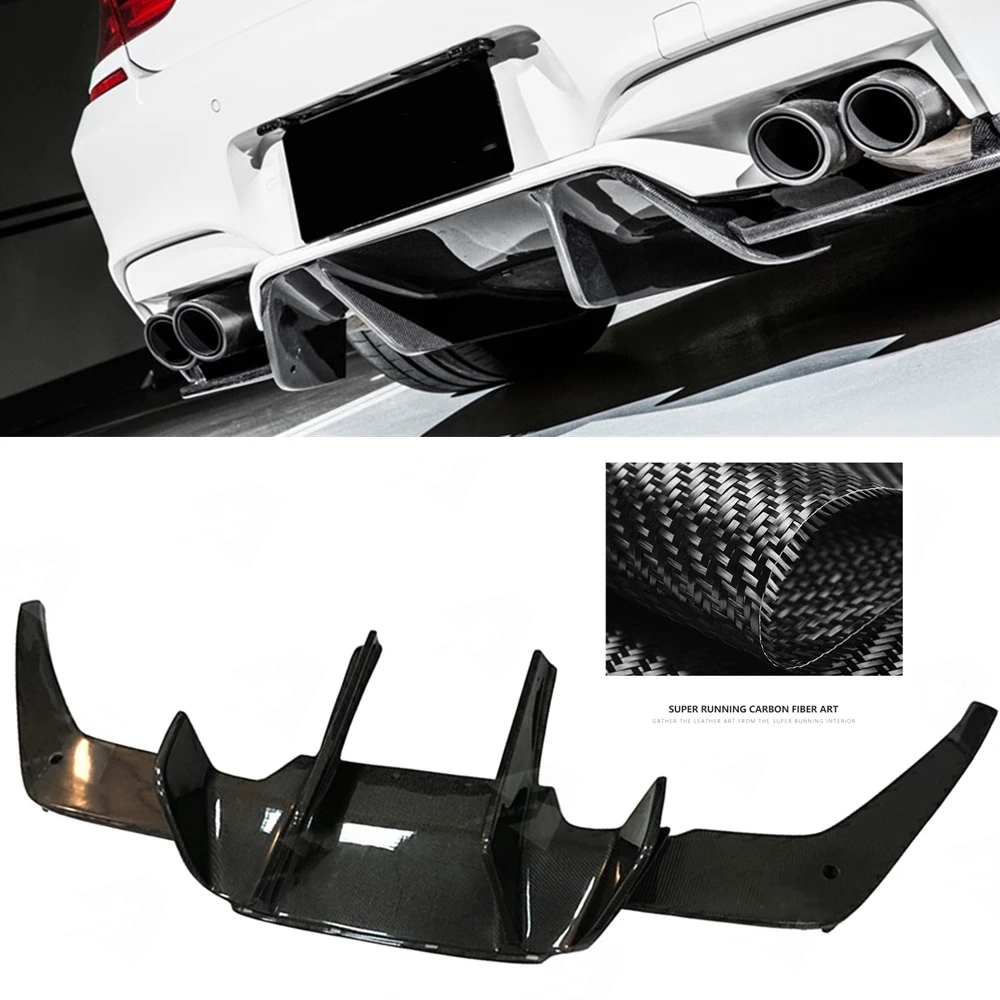 

For BMW F06 F12 F13 M6 2010-2015 Real Carbon Fiber Rear Bumper Diffuser Lip Exhaust Guard Plate Fin Boot Trim Spoiler Splitter