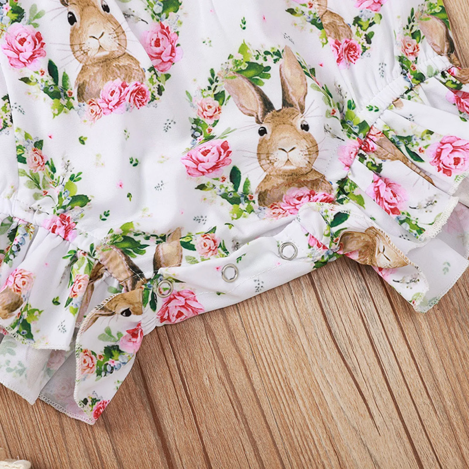 

3-18M Baby Clothes Newborn Infant Girls Vest Easter Bunny Floral Print Ruffled Romper Bodysuit Kids Jumpsuit Playsuit Outfits 5*