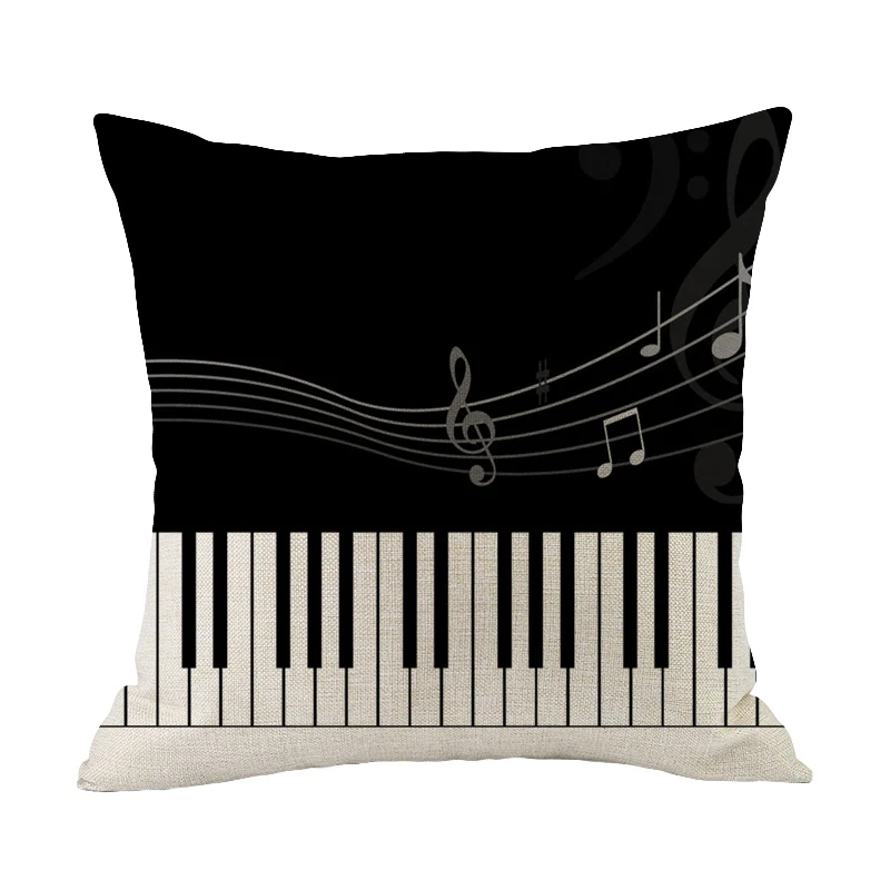 Креативный чехол для подушки с изображением музыкальных нот наволочка пианино