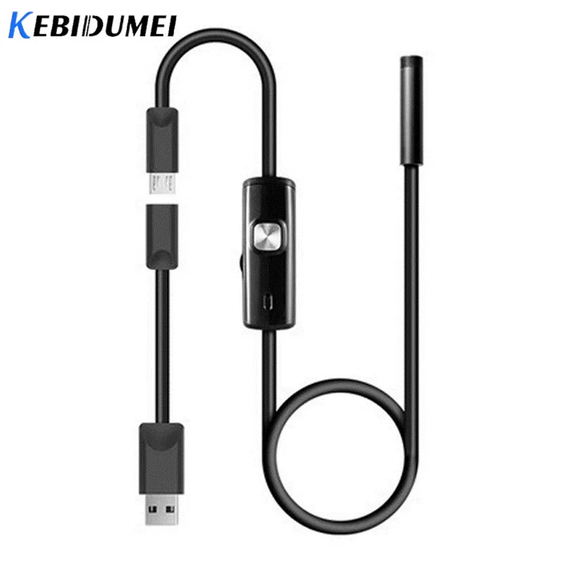 Камера-Эндоскоп Kebidumei 7 мм Водонепроницаемая мини-камера USB 720P HD Бороскоп камера