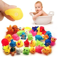 10pcs cute animals swimming water toys for children soft rubber float squeeze sound squeaky bathing toy for baby bath toys gift
