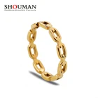 SHOUMAN розовое золото титановая сталь простая полая цепочка на палец IP покрытие для женщин модный подарок
