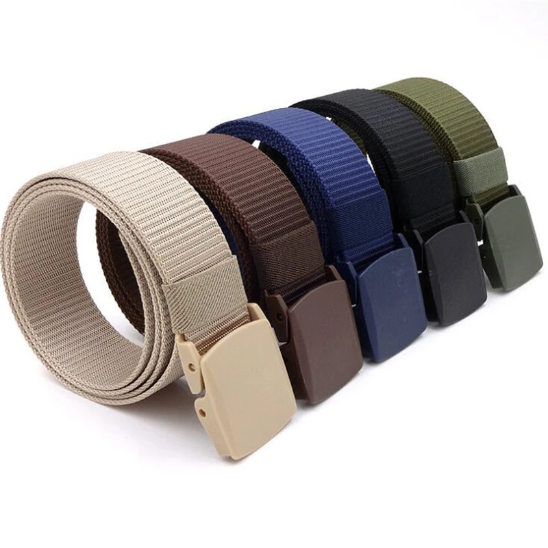 

Men Female Belts Military Nylon Adjustable Belt Men Outdoor Travel Tactical Waist Belt with Plastic Buckle for Pants 130cm