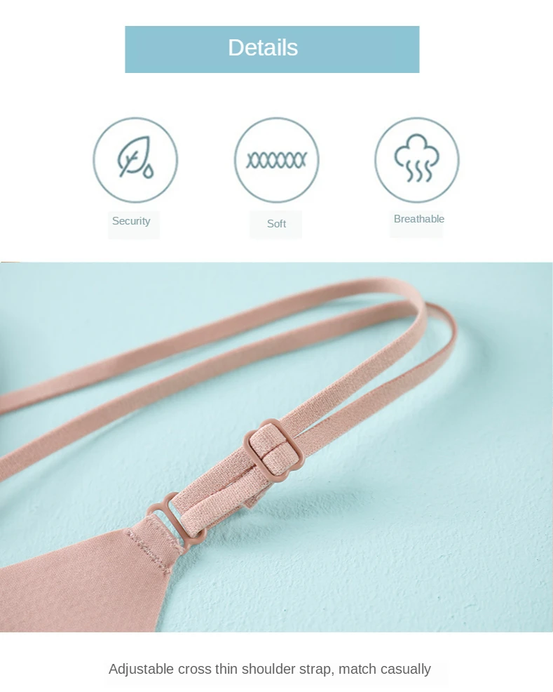 

Women's thin cross spaghetti strap bra vest gathered ice silk smooth one piece bra breathable beautiful back push up underwear