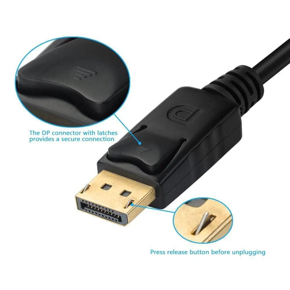 Переходник с порта дисплея DP на HDMI-совместимый DVI VGA Кабель-адаптер 1080P коннектор
