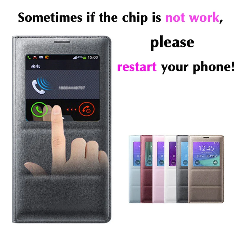 Откидная крышка Бумажник кожаный чехол для телефона samsung Galaxy Note 4 Smart View Note4 SM N910 N910F N910H SM-N910F с оригинальным чипом