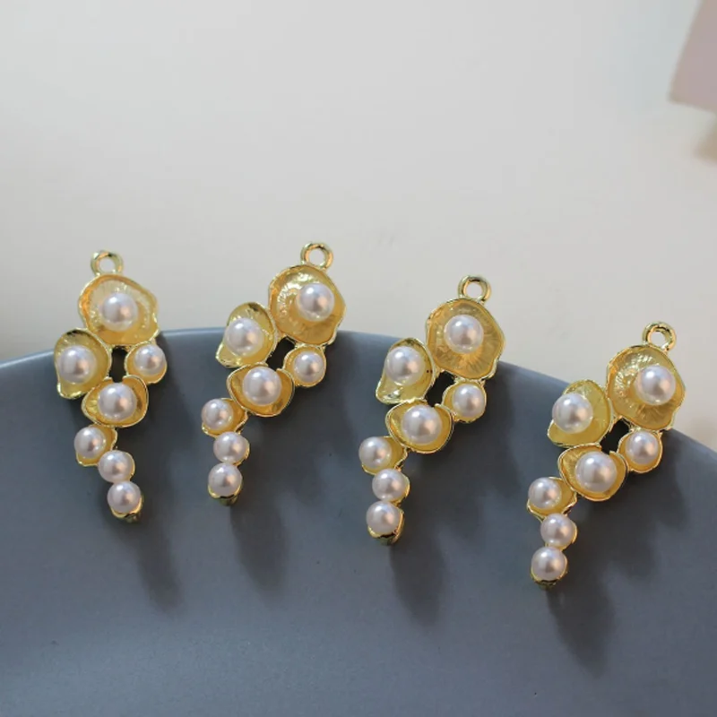 

Double Hanging Imitation Pearl Pendant Simple Versatile DIY Ear Stud Handmade Material Accessories